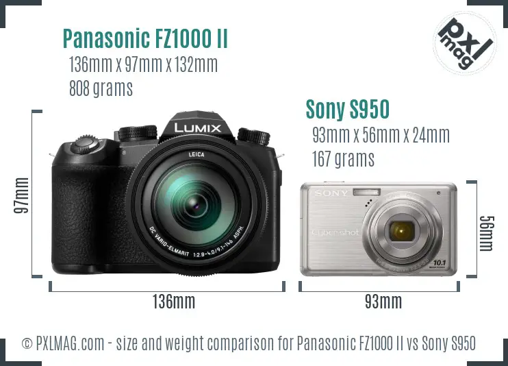 Panasonic FZ1000 II vs Sony S950 size comparison