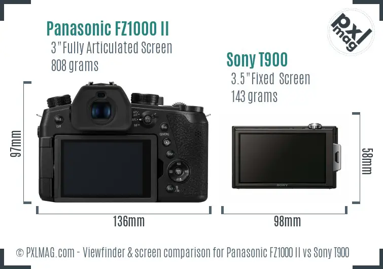 Panasonic FZ1000 II vs Sony T900 Screen and Viewfinder comparison