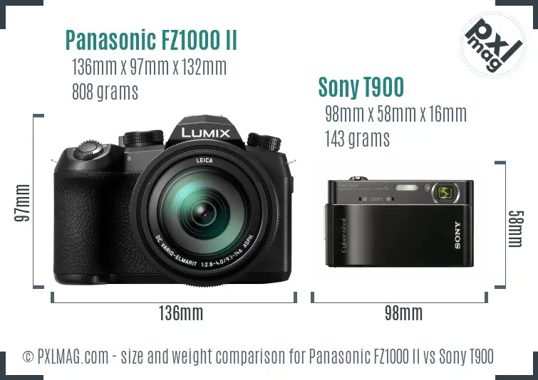 Panasonic FZ1000 II vs Sony T900 size comparison