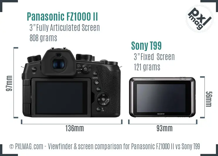 Panasonic FZ1000 II vs Sony T99 Screen and Viewfinder comparison