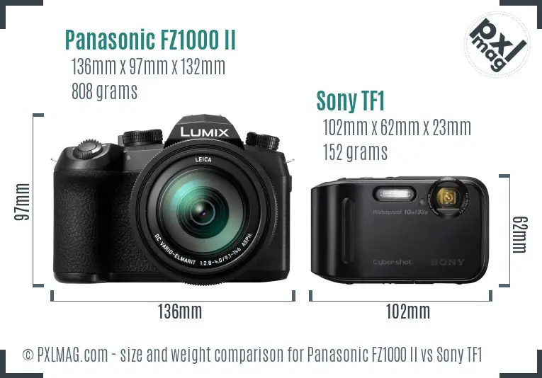 Panasonic FZ1000 II vs Sony TF1 size comparison