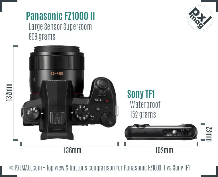 Panasonic FZ1000 II vs Sony TF1 top view buttons comparison