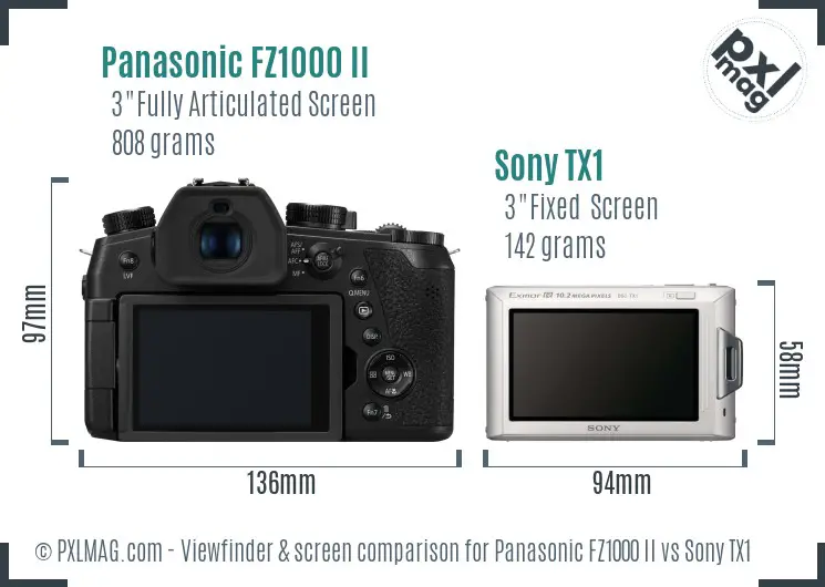 Panasonic FZ1000 II vs Sony TX1 Screen and Viewfinder comparison