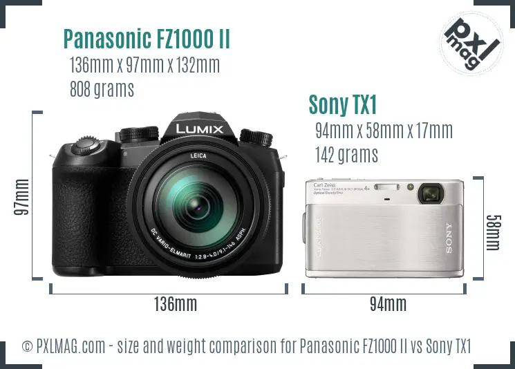 Panasonic FZ1000 II vs Sony TX1 size comparison