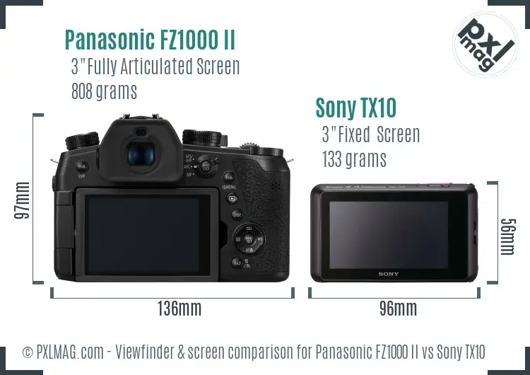 Panasonic FZ1000 II vs Sony TX10 Screen and Viewfinder comparison