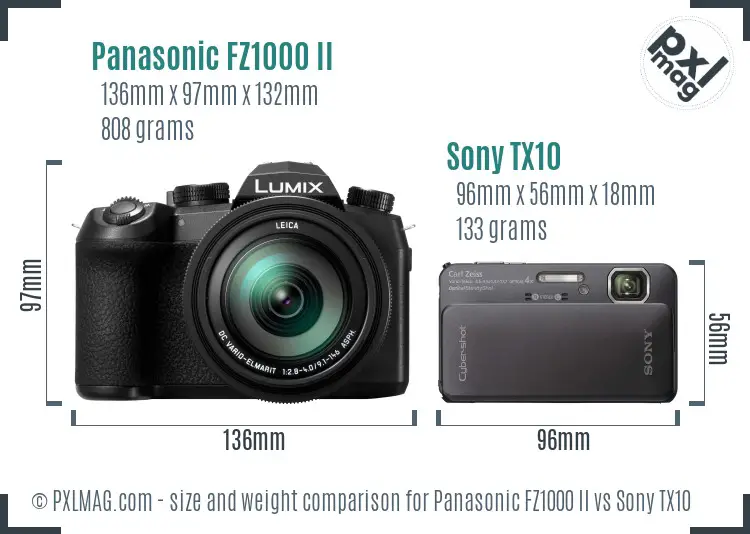 Panasonic FZ1000 II vs Sony TX10 size comparison