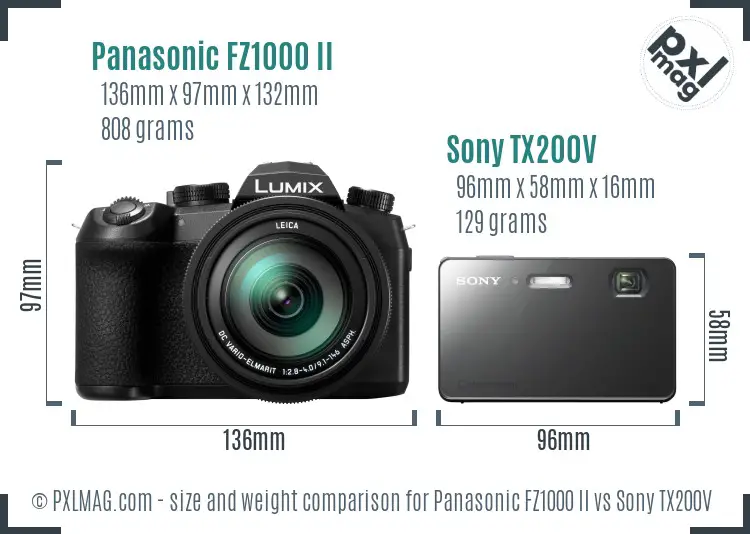 Panasonic FZ1000 II vs Sony TX200V size comparison