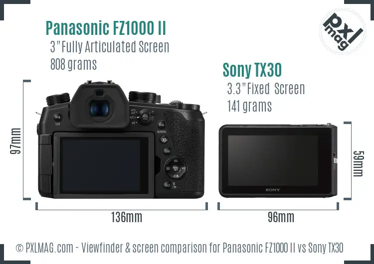 Panasonic FZ1000 II vs Sony TX30 Screen and Viewfinder comparison Panasonic FZ1000 II vs Sony TX30 Screen and Viewfinder comparison