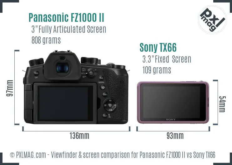 Panasonic FZ1000 II vs Sony TX66 Screen and Viewfinder comparison