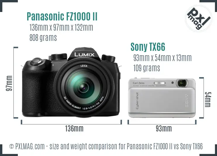 Panasonic FZ1000 II vs Sony TX66 size comparison