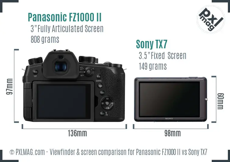 Panasonic FZ1000 II vs Sony TX7 Screen and Viewfinder comparison