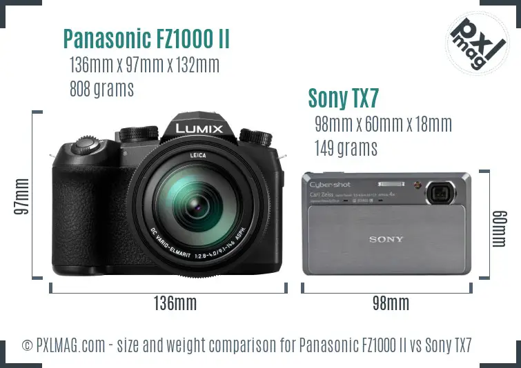 Panasonic FZ1000 II vs Sony TX7 size comparison