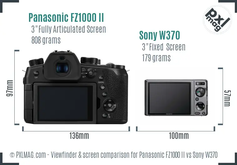 Panasonic FZ1000 II vs Sony W370 Screen and Viewfinder comparison