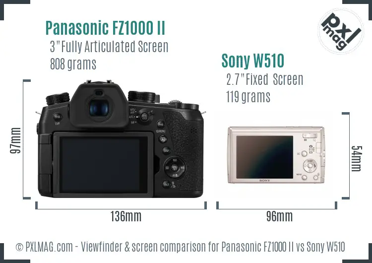 Panasonic FZ1000 II vs Sony W510 Screen and Viewfinder comparison