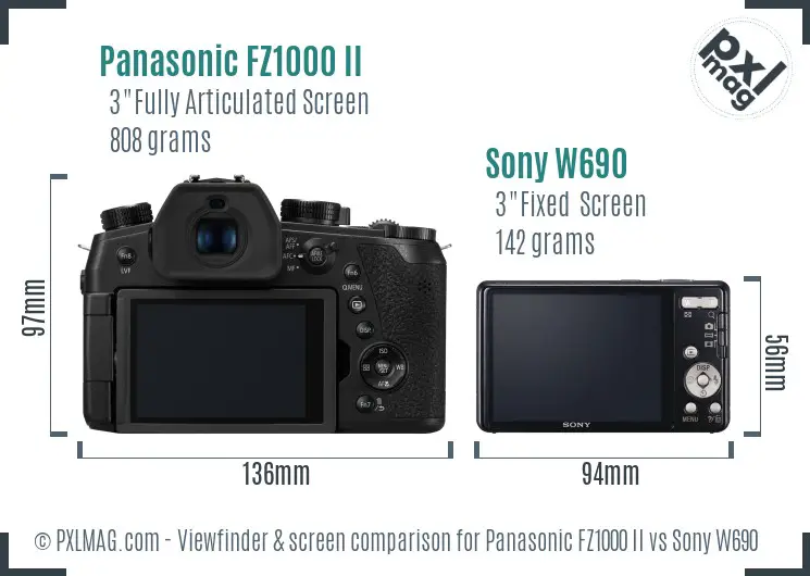 Panasonic FZ1000 II vs Sony W690 Screen and Viewfinder comparison