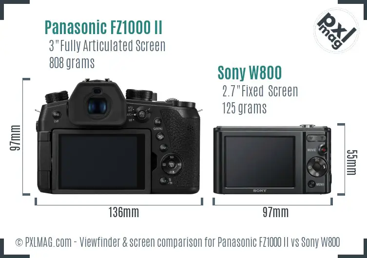 Panasonic FZ1000 II vs Sony W800 Screen and Viewfinder comparison