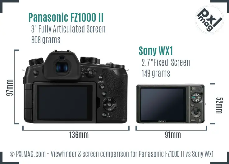 Panasonic FZ1000 II vs Sony WX1 Screen and Viewfinder comparison