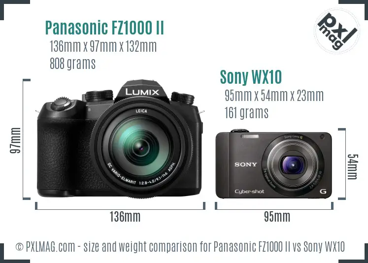 Panasonic FZ1000 II vs Sony WX10 size comparison