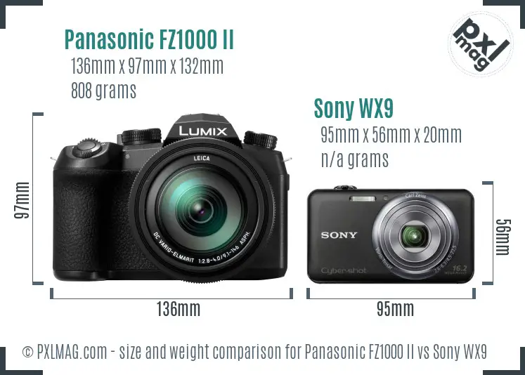 Panasonic FZ1000 II vs Sony WX9 size comparison