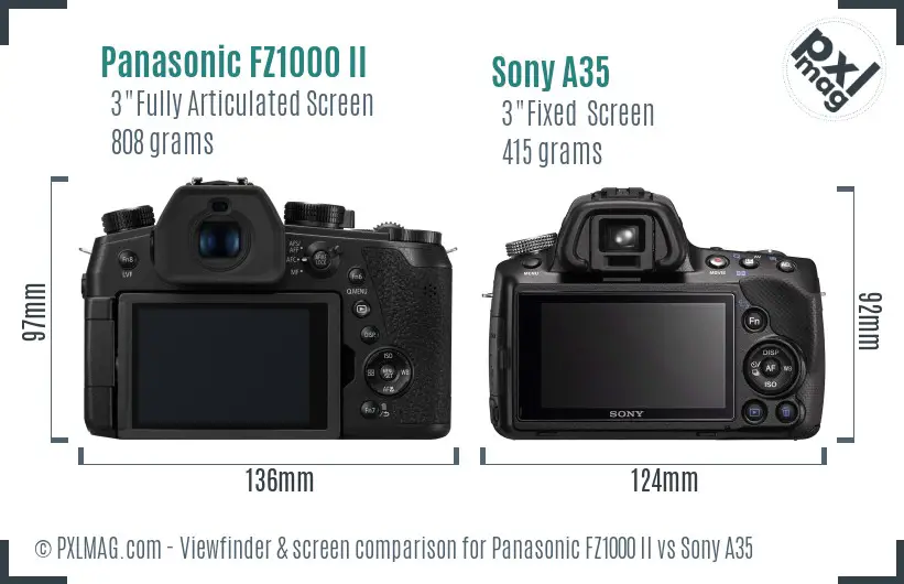 Panasonic FZ1000 II vs Sony A35 Screen and Viewfinder comparison