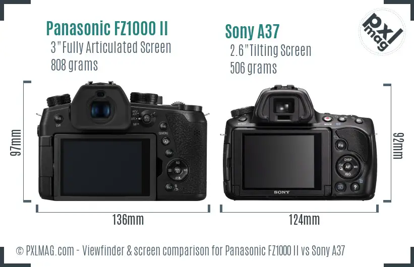 Panasonic FZ1000 II vs Sony A37 Screen and Viewfinder comparison Panasonic FZ1000 II vs Sony A37 Screen and Viewfinder comparison