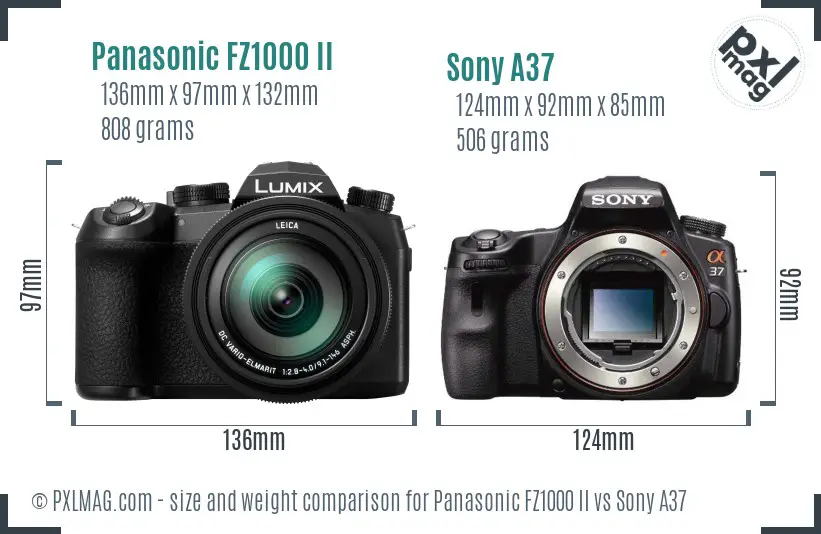 Panasonic FZ1000 II vs Sony A37 size comparison Panasonic FZ1000 II vs Sony A37 size comparison