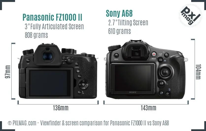 Panasonic FZ1000 II vs Sony A68 Screen and Viewfinder comparison