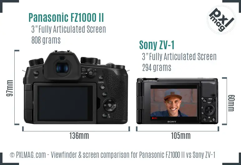 Panasonic FZ1000 II vs Sony ZV-1 Screen and Viewfinder comparison