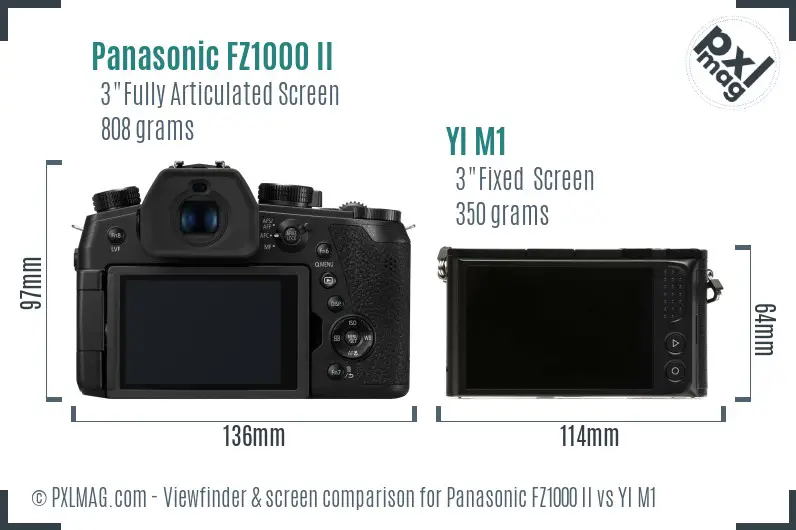 Panasonic FZ1000 II vs YI M1 Screen and Viewfinder comparison