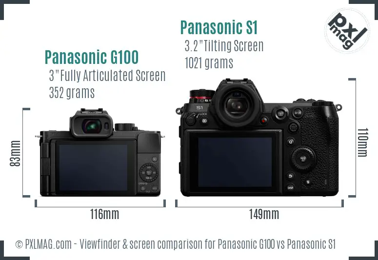 Panasonic G100 vs Panasonic S1 Screen and Viewfinder comparison