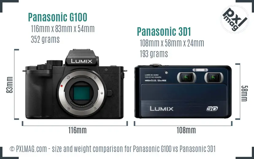 Panasonic G100 vs Panasonic 3D1 size comparison
