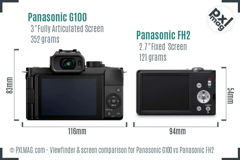 Panasonic G100 vs Panasonic FH2 Screen and Viewfinder comparison