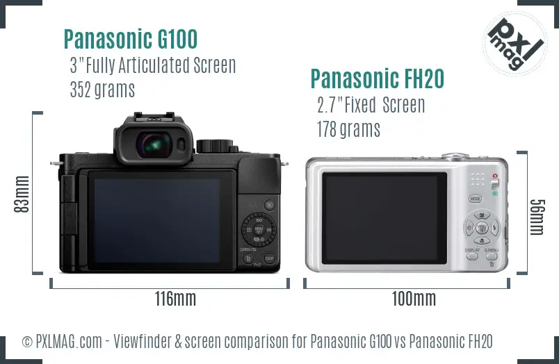 Panasonic G100 vs Panasonic FH20 Screen and Viewfinder comparison