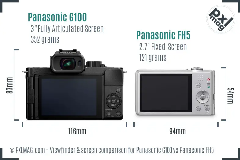 Panasonic G100 vs Panasonic FH5 Screen and Viewfinder comparison