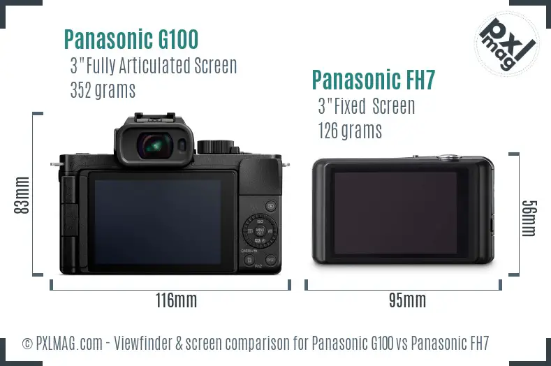 Panasonic G100 vs Panasonic FH7 Screen and Viewfinder comparison