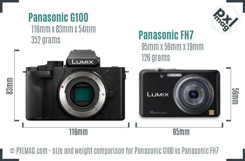 Panasonic G100 vs Panasonic FH7 size comparison