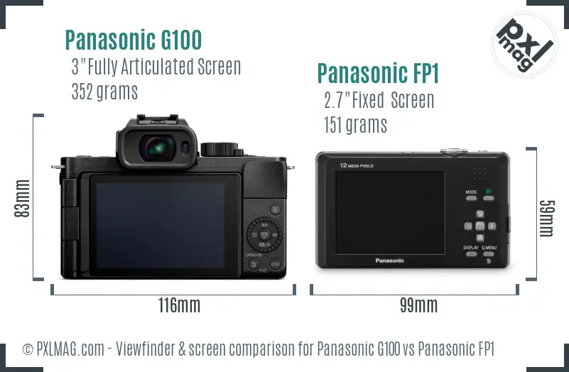 Panasonic G100 vs Panasonic FP1 Screen and Viewfinder comparison