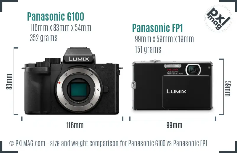 Panasonic G100 vs Panasonic FP1 size comparison