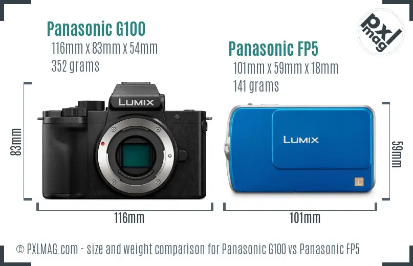 Panasonic G100 vs Panasonic FP5 size comparison