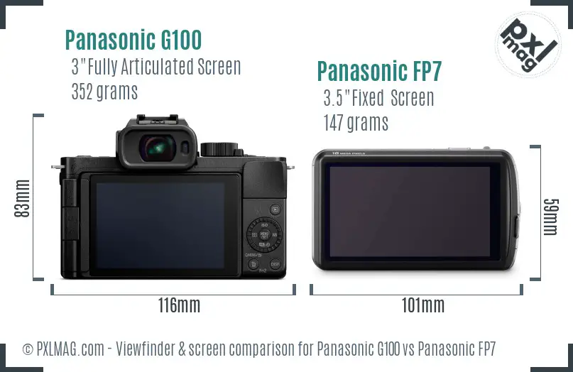 Panasonic G100 vs Panasonic FP7 Screen and Viewfinder comparison