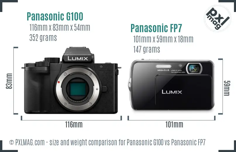 Panasonic G100 vs Panasonic FP7 size comparison