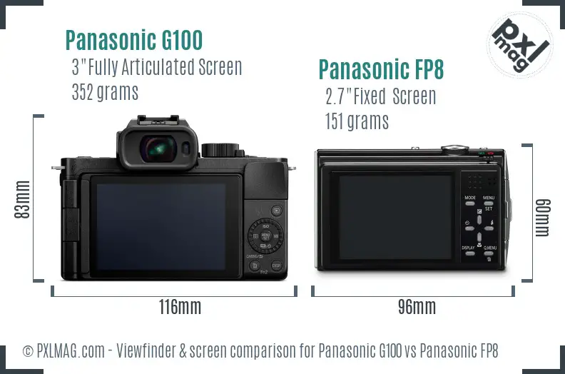 Panasonic G100 vs Panasonic FP8 Screen and Viewfinder comparison
