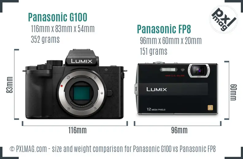 Panasonic G100 vs Panasonic FP8 size comparison