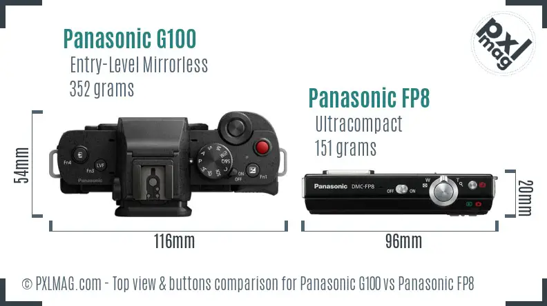 Panasonic G100 vs Panasonic FP8 top view buttons comparison