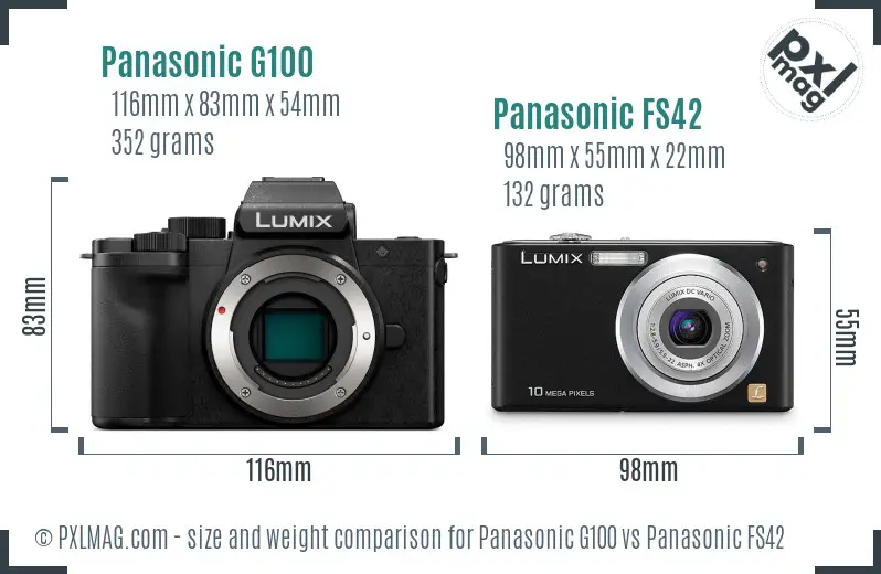 Panasonic G100 vs Panasonic FS42 size comparison