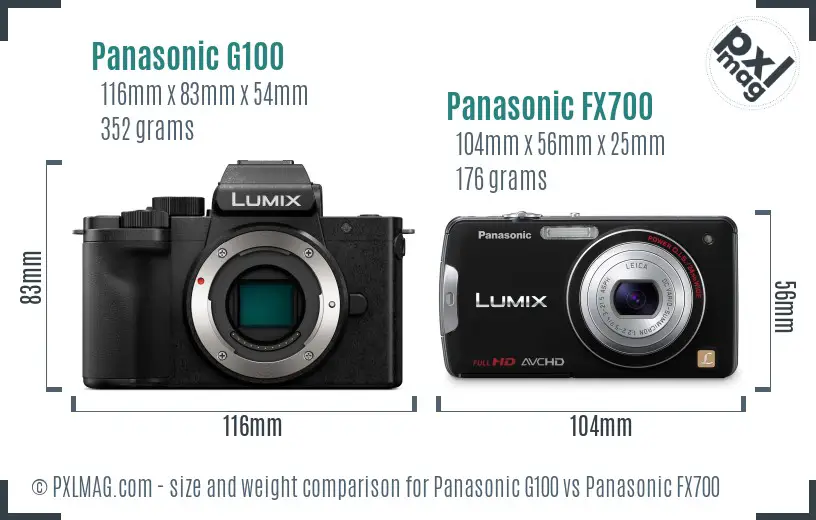 Panasonic G100 vs Panasonic FX700 size comparison