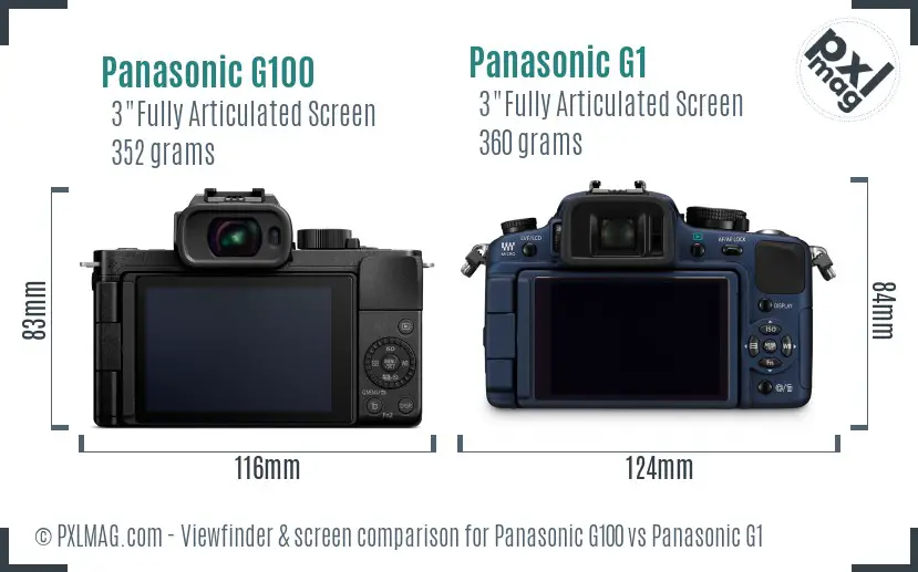 Panasonic G100 vs Panasonic G1 Screen and Viewfinder comparison