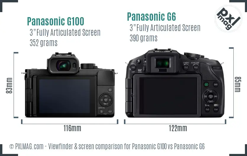 Panasonic G100 vs Panasonic G6 Screen and Viewfinder comparison