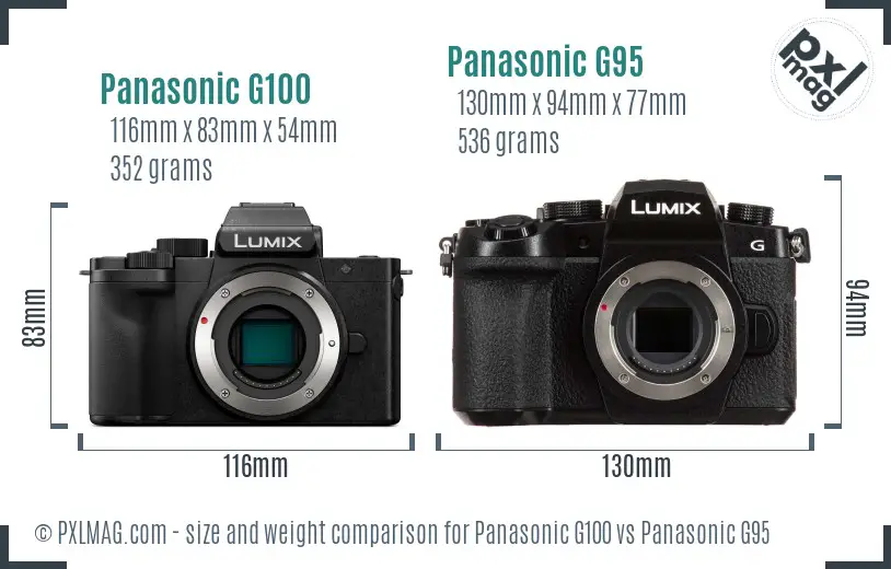 Panasonic G100 vs Panasonic G95 size comparison