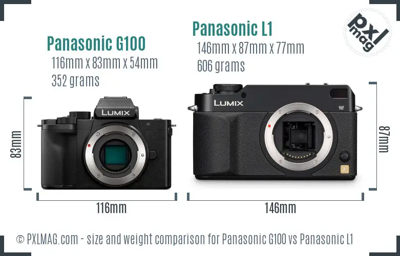 Panasonic G100 vs Panasonic L1 size comparison Panasonic G100 vs Panasonic L1 size comparison